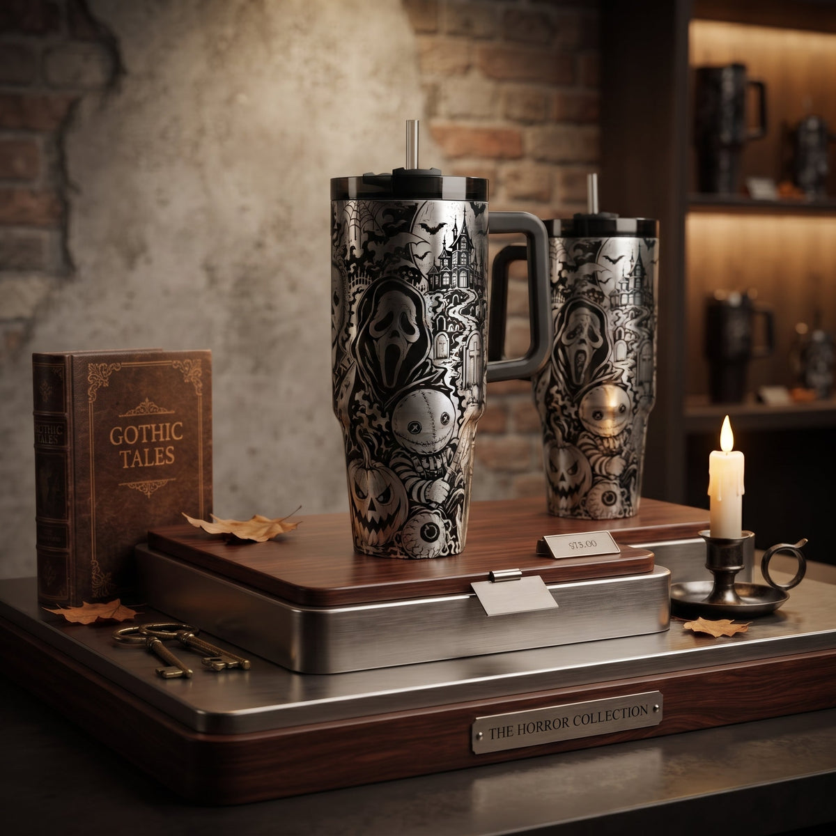Horror Movie Tumbler Engraved Stanley Cup Insulated Gothic Bottle Halloween Party Spooky Season Decor Drinkware Gift Fan Scary