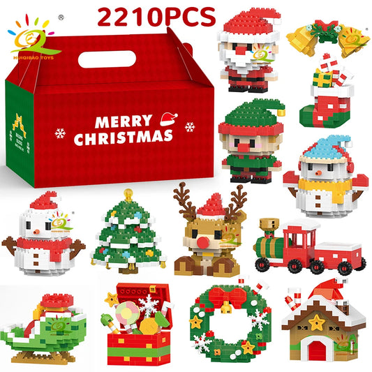 Christmas mini building blocks set with 12 holiday figures and gift box