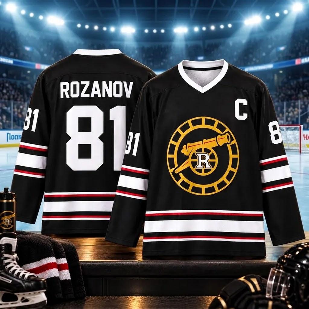 Hockey Inspired Jersey – Black V-Neck Long Sleeve Hockey Shirt, Unisex Hockey Fan Pullover, Hockey Lover Gift