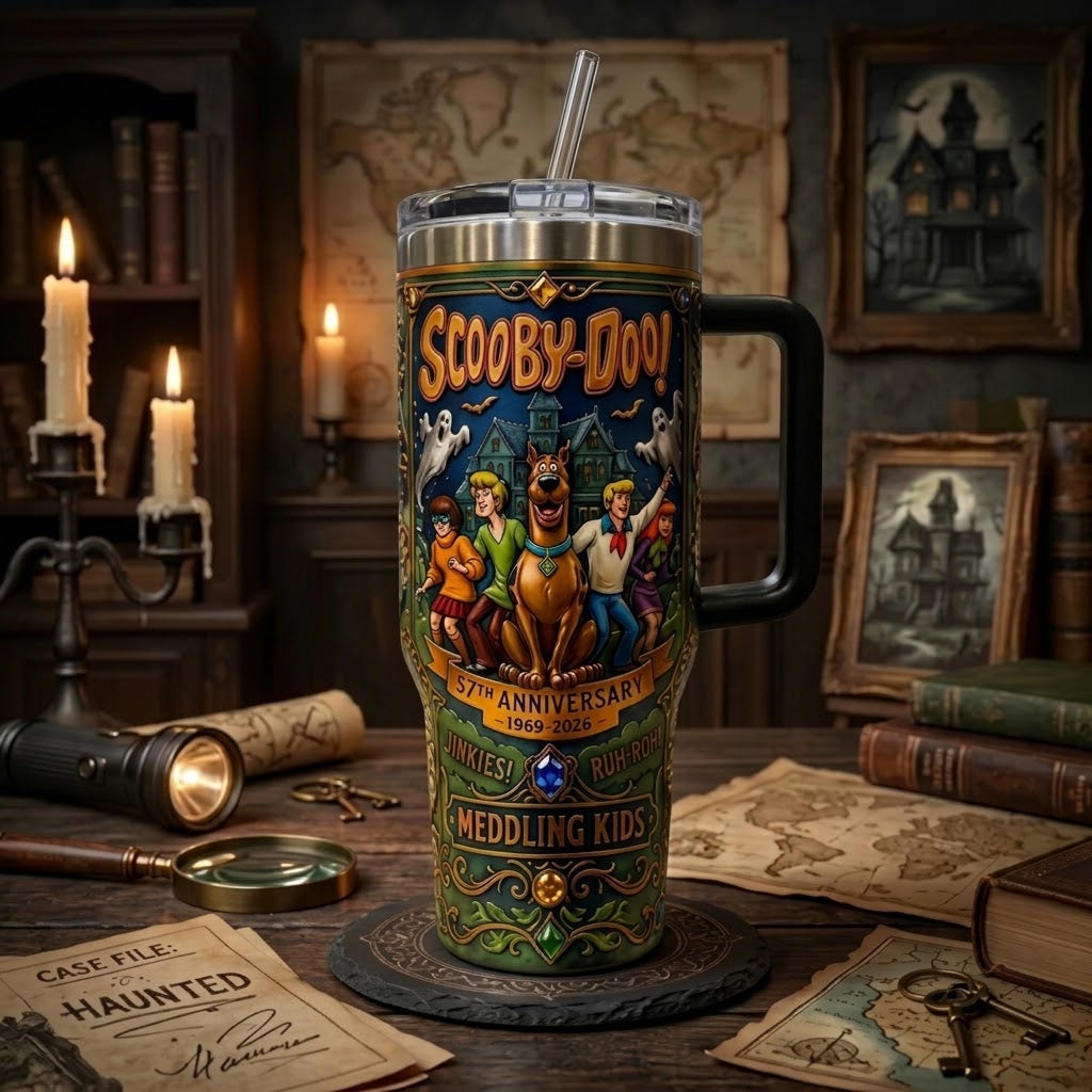 #2 Scoobii-Doooo 57th Anniversary 1969–2026 V2 40oz  Tumbler – Mystery Inc. Vacuum Insulated Travel Mug, Retro Haunted Adventure Collector Gift for Fans.