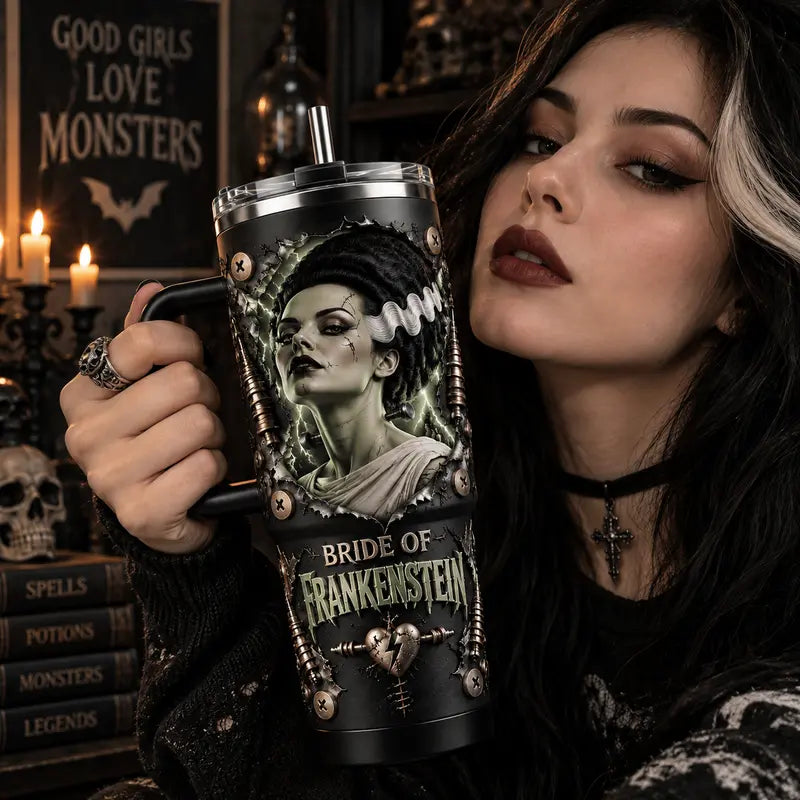 Frankenstein & Bride of Frankenstein Couple 40oz Tumbler – view 3