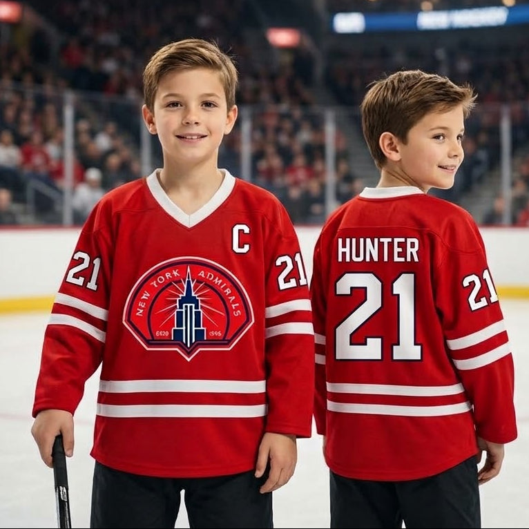 Kids Hockey Inspired Jersey – Black V-Neck Long Sleeve Hockey Shirt, Youth Hockey Fan Pullover, Ice Hockey Gift for Boys & Girls