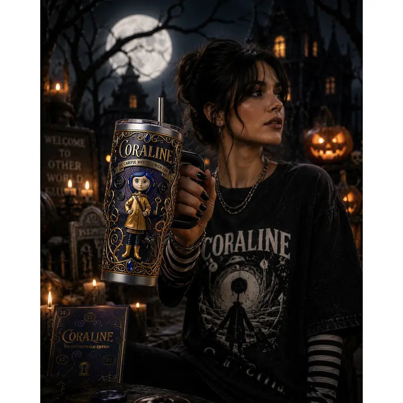 Coraline Movie Tumbler 40oz 2D Printed Premium – view 2