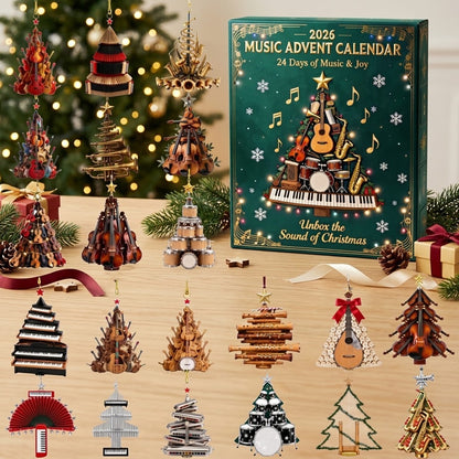 Music Advent Calendar 2026 – 24 Day Christmas Countdown with Musical Instrument Acrylic Ornaments, Orchestra & Musician Gift Box
