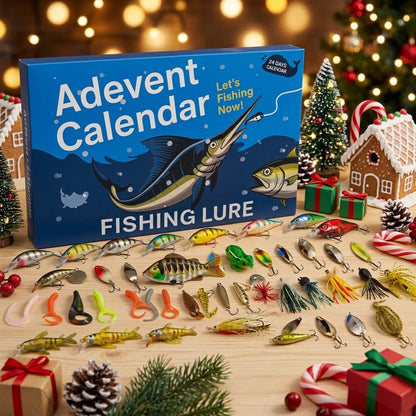 24 Days Fishing Advent Calendar - Christmas Countdown with Fishing Lures - Gift for Fisherman, Angler, Dad or Husband
