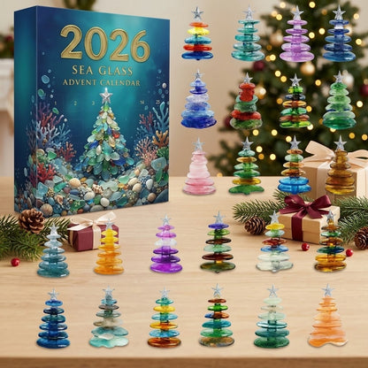 Sea Glass Advent Calendar 2026 – 24 Day Christmas Countdown with Coastal Beach Acrylic Ornaments, Ocean Lover Holiday Gift Box