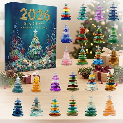 Sea Glass Advent Calendar 2026 – 24 Day Christmas Countdown with Coastal Beach Acrylic Ornaments, Ocean Lover Holiday Gift Box