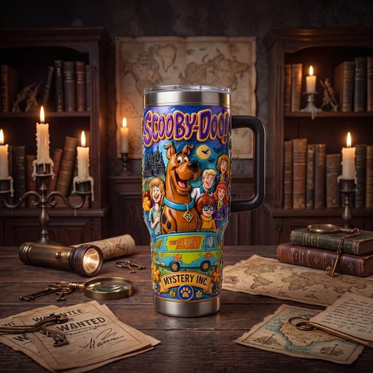 Scooby-Doo Mystery Inc. 40oz Tumbler with Handle – Stainless Steel Insulated Travel Mug, Mystery Machine Fan Gift
