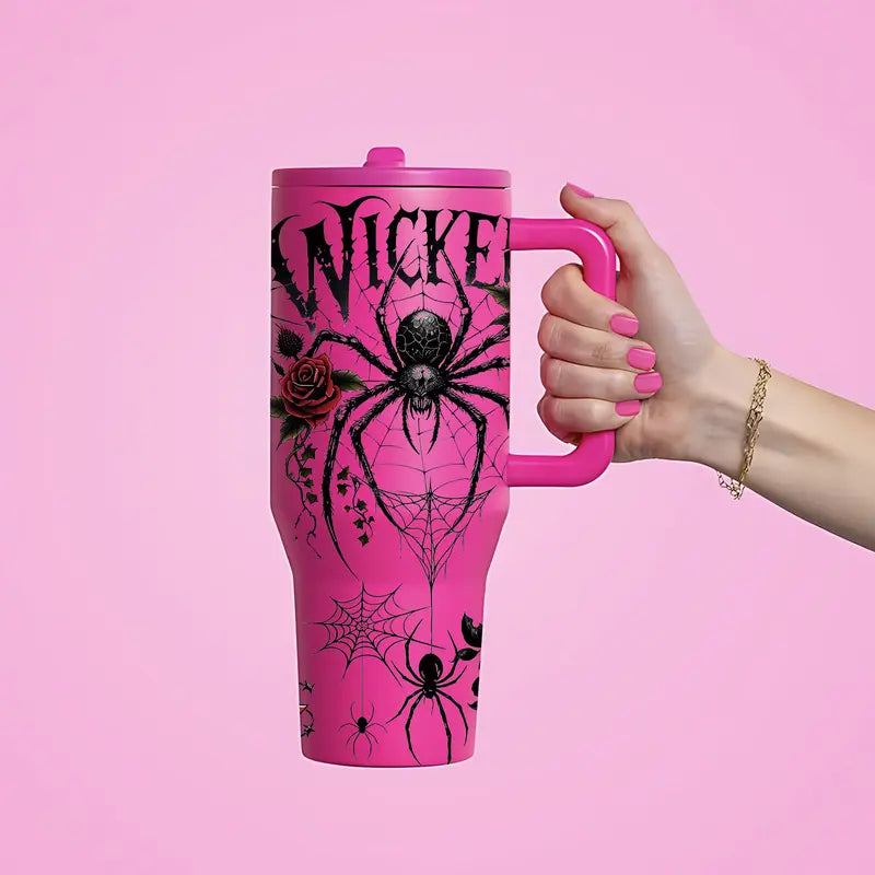 1‑Piece 40oz Insulated Mug – Crimson Venom - Rose Pink