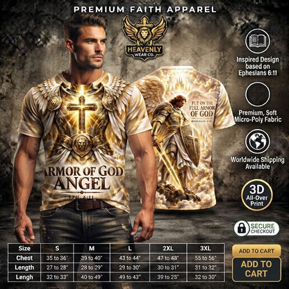 Spiritual Armor Collection T-Shirt - Armor of God Angel Shirt - Christian Warrior Men/Women Tee - Bible Verse Ephesians