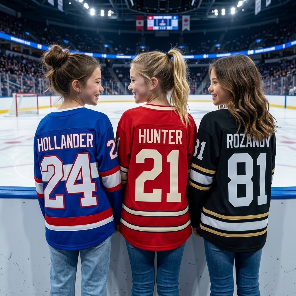 Kids Hockey Inspired Jersey – Black V-Neck Long Sleeve Hockey Shirt, Youth Hockey Fan Pullover, Ice Hockey Gift for Boys & Girls