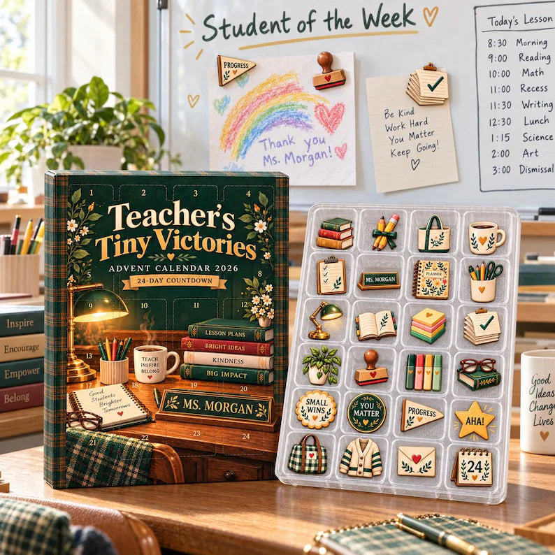 Tiny Victories Teacher Advent Calendar, 24 Keepsake Charms for Educators