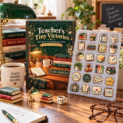 Tiny Victories Teacher Advent Calendar, 24 Keepsake Charms for Educators
