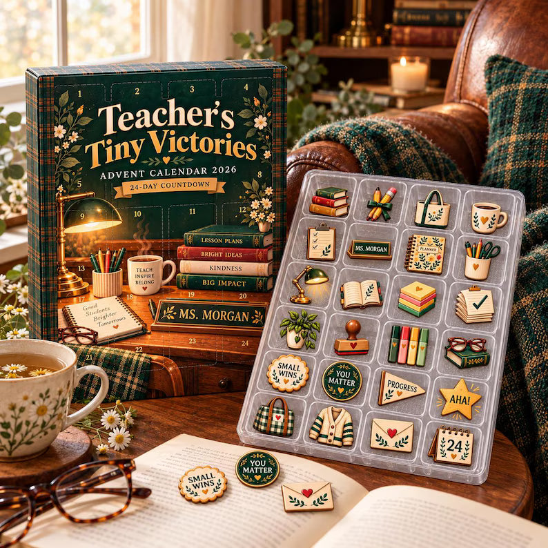 Tiny Victories Teacher Advent Calendar, 24 Keepsake Charms for Educators
