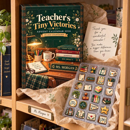 Tiny Victories Teacher Advent Calendar, 24 Keepsake Charms for Educators