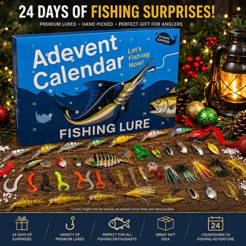 24 Days Fishing Advent Calendar - Christmas Countdown with Fishing Lures - Gift for Fisherman, Angler, Dad or Husband