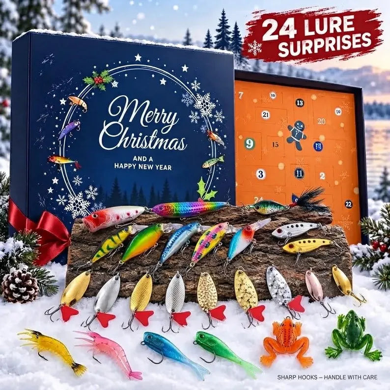 Fishing Advent Calendar 2026 Christmas - 24 Days Lures Advent Calendar for Fisher Adult Men Teen Boys - 2026 Xmas Countdown Surprise Gift