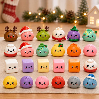Dumpling Squishy Advent Calendar, 24 Day Christmas Countdown, Mini Squishy Fidget Toys, Kids Christmas Gift, Stocking Stuffer, Holiday Gift
