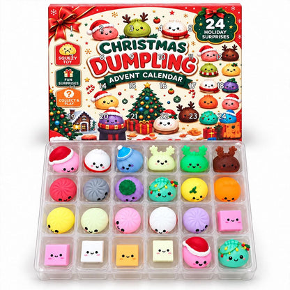 Dumpling Squishy Advent Calendar, 24 Day Christmas Countdown, Mini Squishy Fidget Toys, Kids Christmas Gift, Stocking Stuffer, Holiday Gift