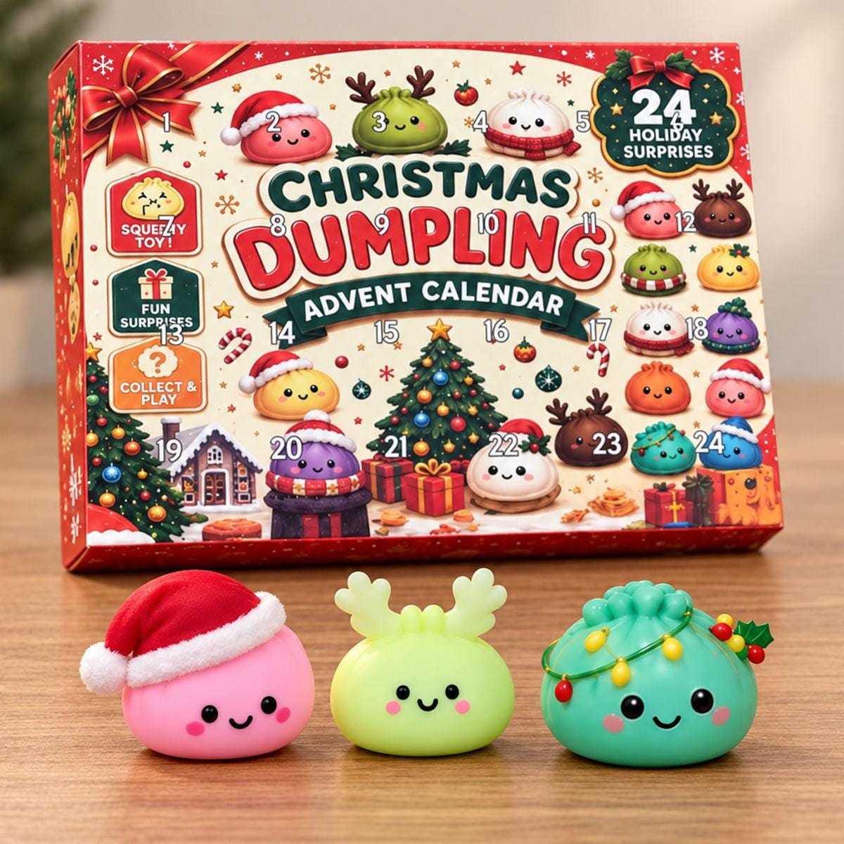 Dumpling Squishy Advent Calendar, 24 Day Christmas Countdown, Mini Squishy Fidget Toys, Kids Christmas Gift, Stocking Stuffer, Holiday Gift