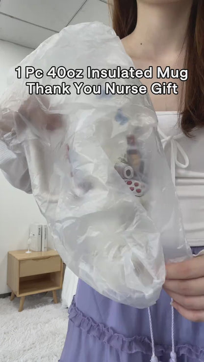 40oz Insulated Stainless Steel Mug, Vacuum Thermo Flask, Double Wall Vacuum Leak Proof, Keeps Hot 12h Cold 24h, Nurse Appreciation Gift, Heart Stethoscope Print, Holiday Gift for Women and Men