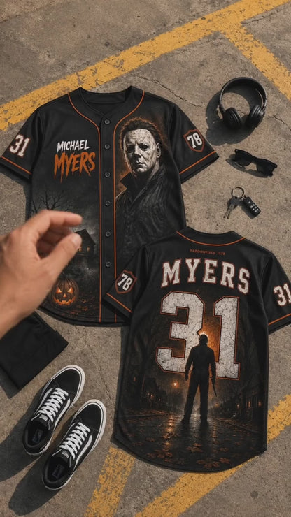 Horror Slasher Baseball Jersey, Classic Horror Movie Characters Shirt