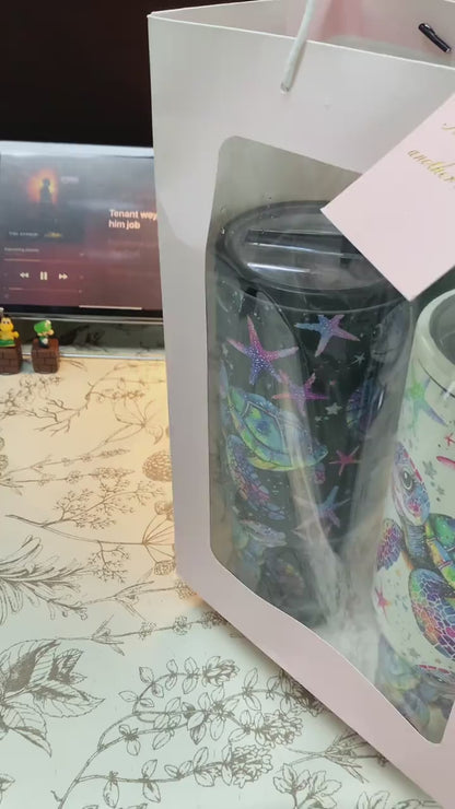 40oz Insulated with Handle, Lid and Straw, Stainless Steel Vacuum Travel Mug, Insulated Flask, Insulated Tumblers, Sea Turtle Ocean Print, Large Capacity for Hot & Cold Drinks, Coffee Mug