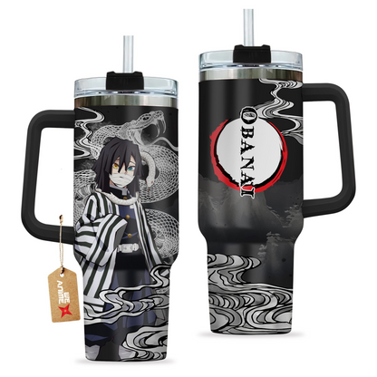 Obanai Iguro Demon Slayer 40oz Stainless Steel Tumbler with Handle – Custom Anime Quencher