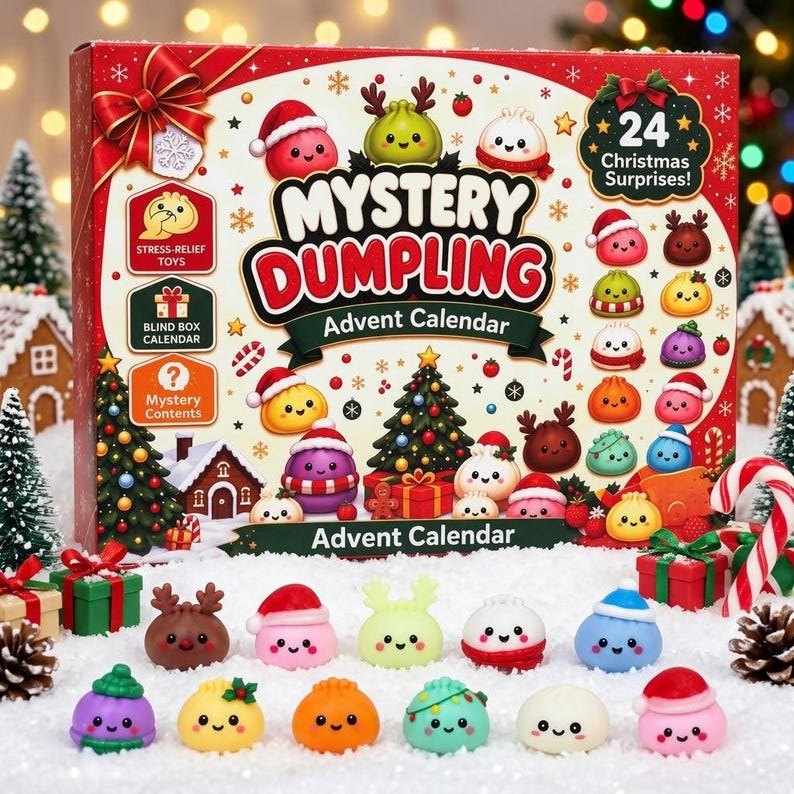 24-Day Christmas Dumpling Squishy Advent Calendar 2026, Emoji Dumpling Countdown Calendar, Cute Squishy Toy Gift for Kids