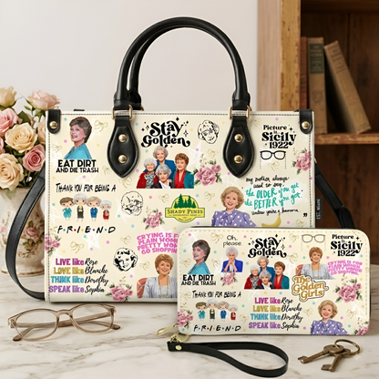 Thank You For Being A Friend Women's PU Leather Tote Bag, Handbag with Shoulder Strap