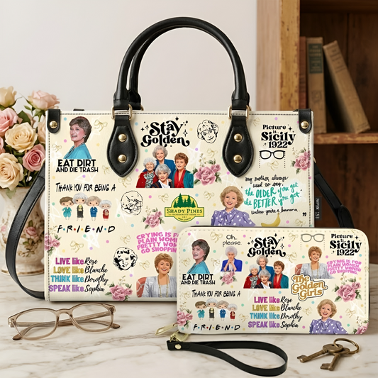 Thank You For Being A Friend Women's PU Leather Tote Bag, Handbag with Shoulder Strap